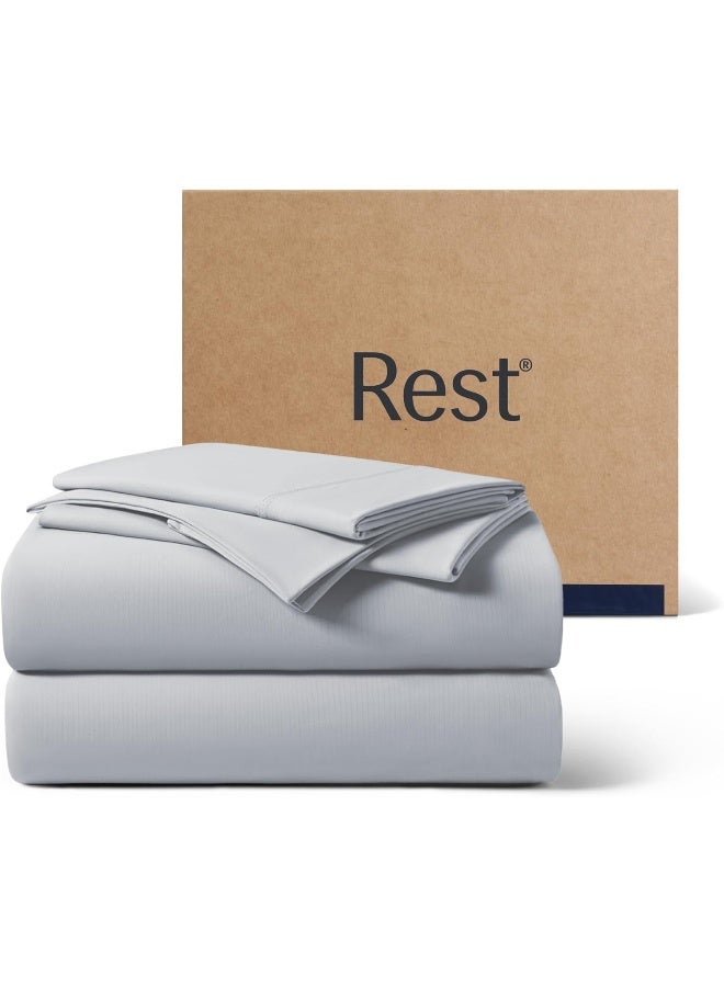 REST® Evercool®+ Starter Sheet Set, Full, Light Gray, Breathable Bed Sheet for Hot Sleeper and Night Sweats, with Pillowcases, Ionic+ Self-Cleaning Silver Yarn for Sensitive Skin, 3PCS No Flat Sheet - Image 1